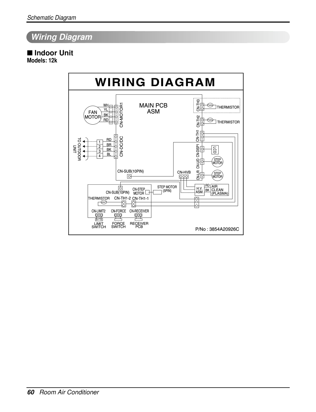 LG Electronics LAU121CNM, LAN121CNM, LA121HPMI service manual Wiring Diagram, Models 12k 