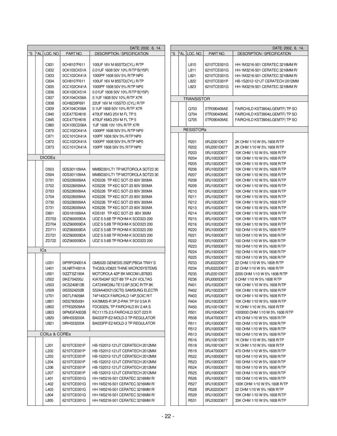 LG Electronics LCD 782LS service manual Transistor 