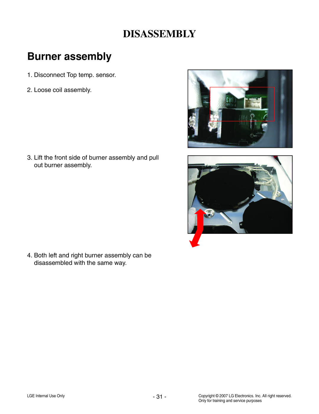 LG Electronics LCE30845 service manual Burner assembly 