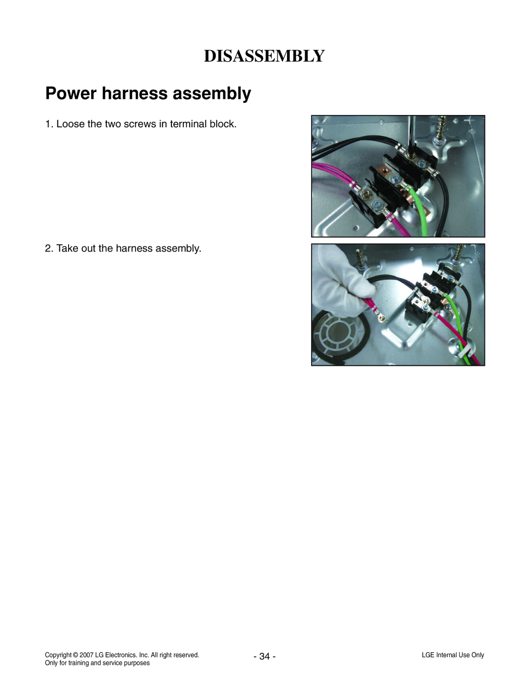 LG Electronics LCE30845 service manual Power harness assembly 