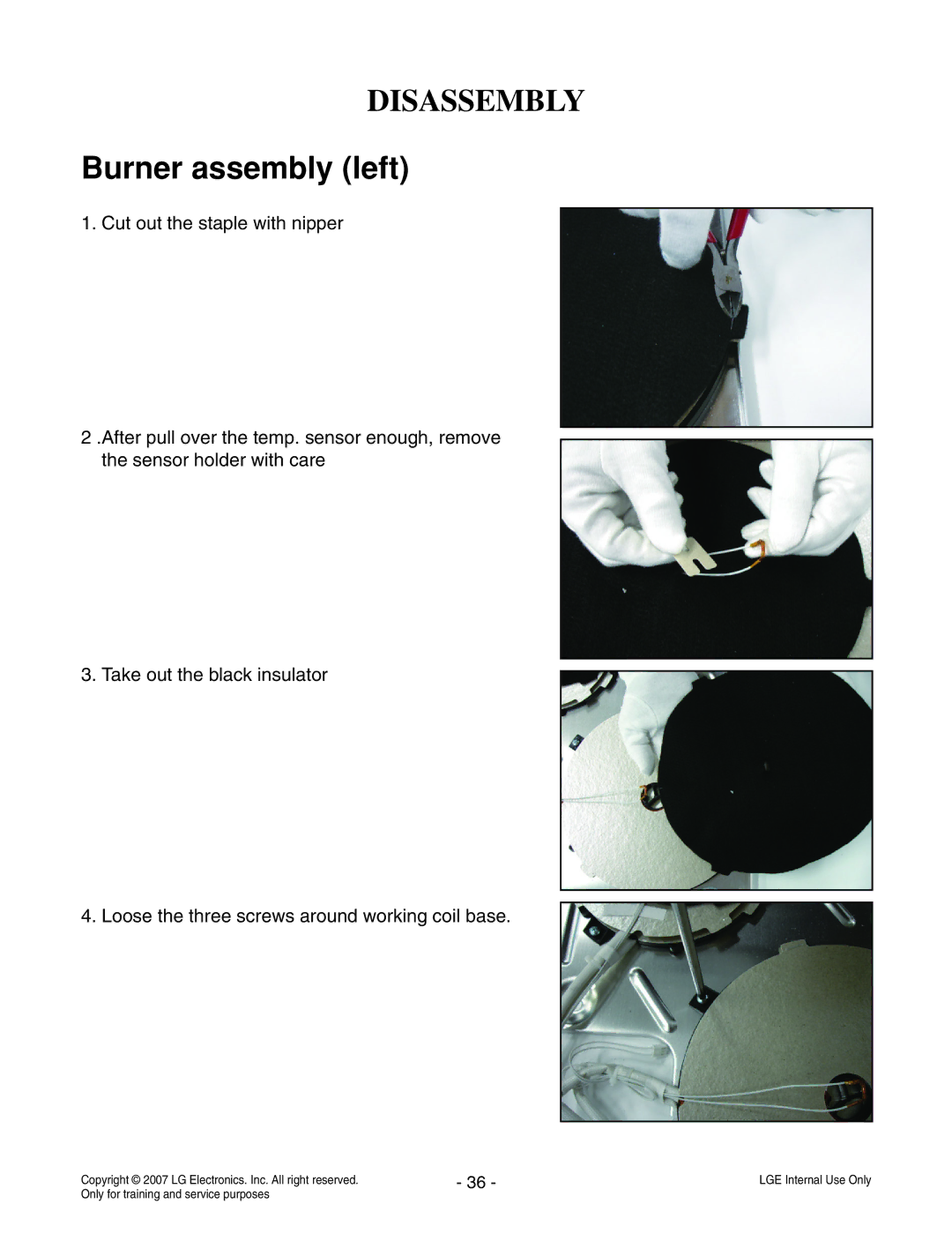 LG Electronics LCE30845 service manual Burner assembly left 