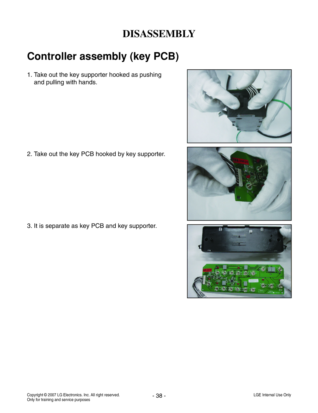 LG Electronics LCE30845 service manual Controller assembly key PCB 