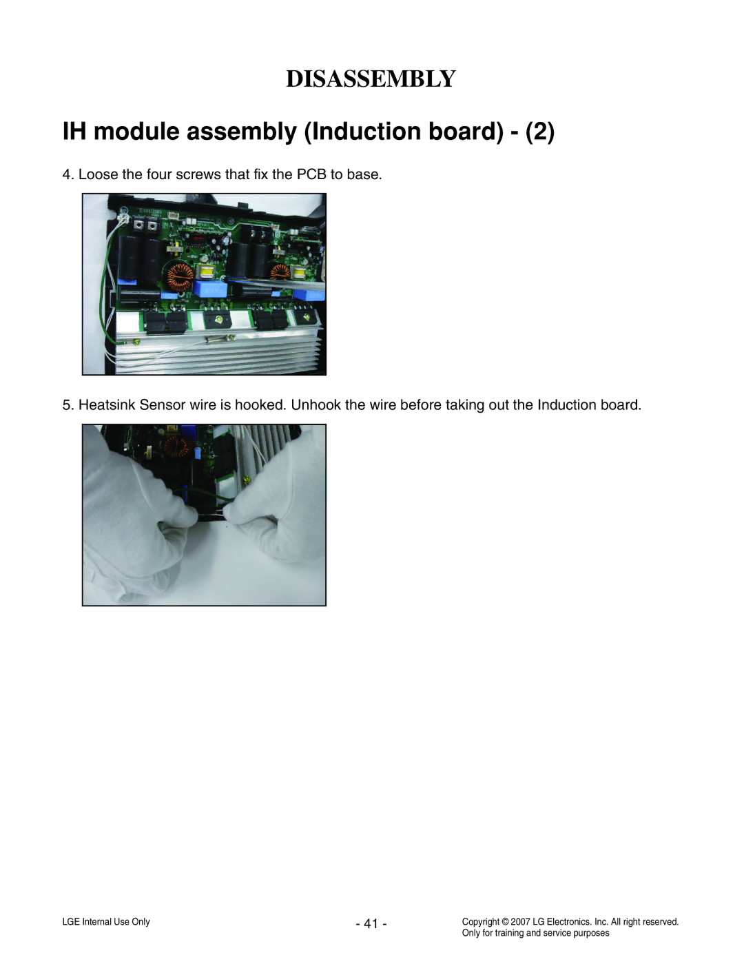 LG Electronics LCE30845 service manual IH module assembly Induction board 