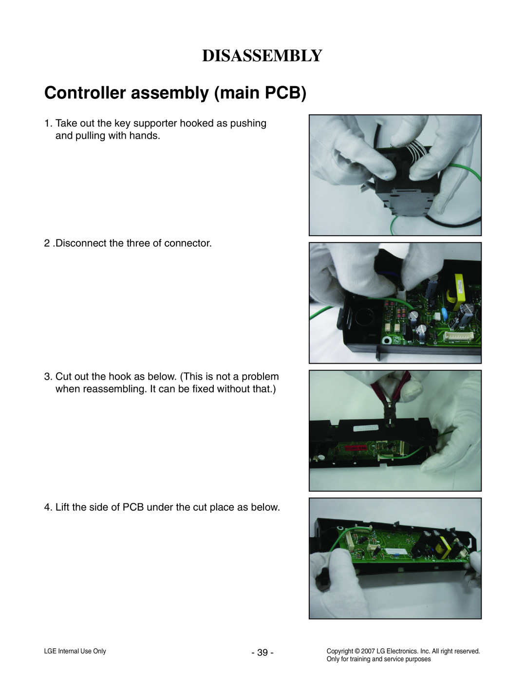 LG Electronics LCE30845 service manual Controller assembly main PCB, Disassembly 
