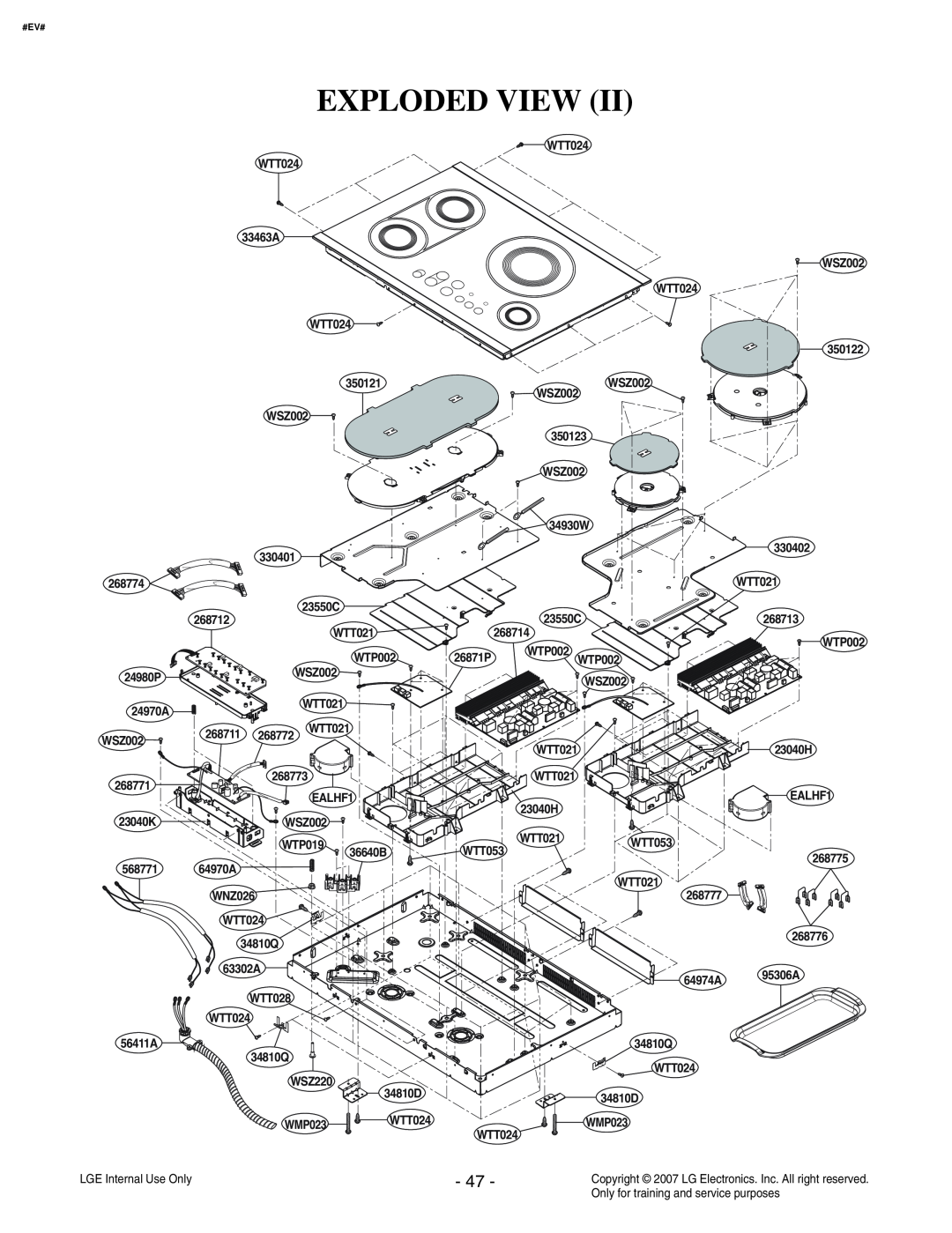 LG Electronics LCE30845 service manual Exploded View, 350121, WSZ002, 330401, 268712, 26871P, WTP002, 268772, WTT024 
