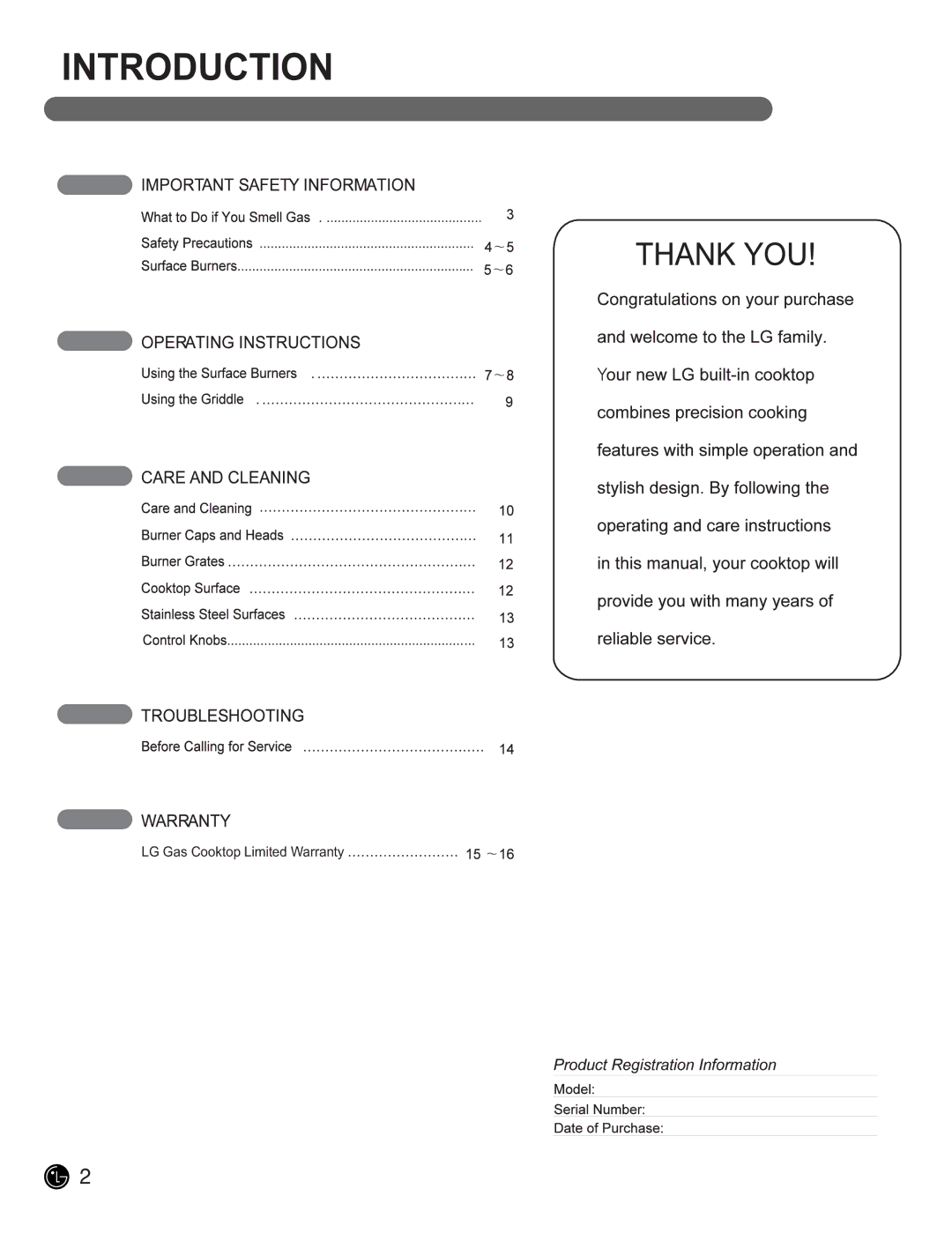 LG Electronics LCG3011ST, LCG3611ST owner manual Introduction 