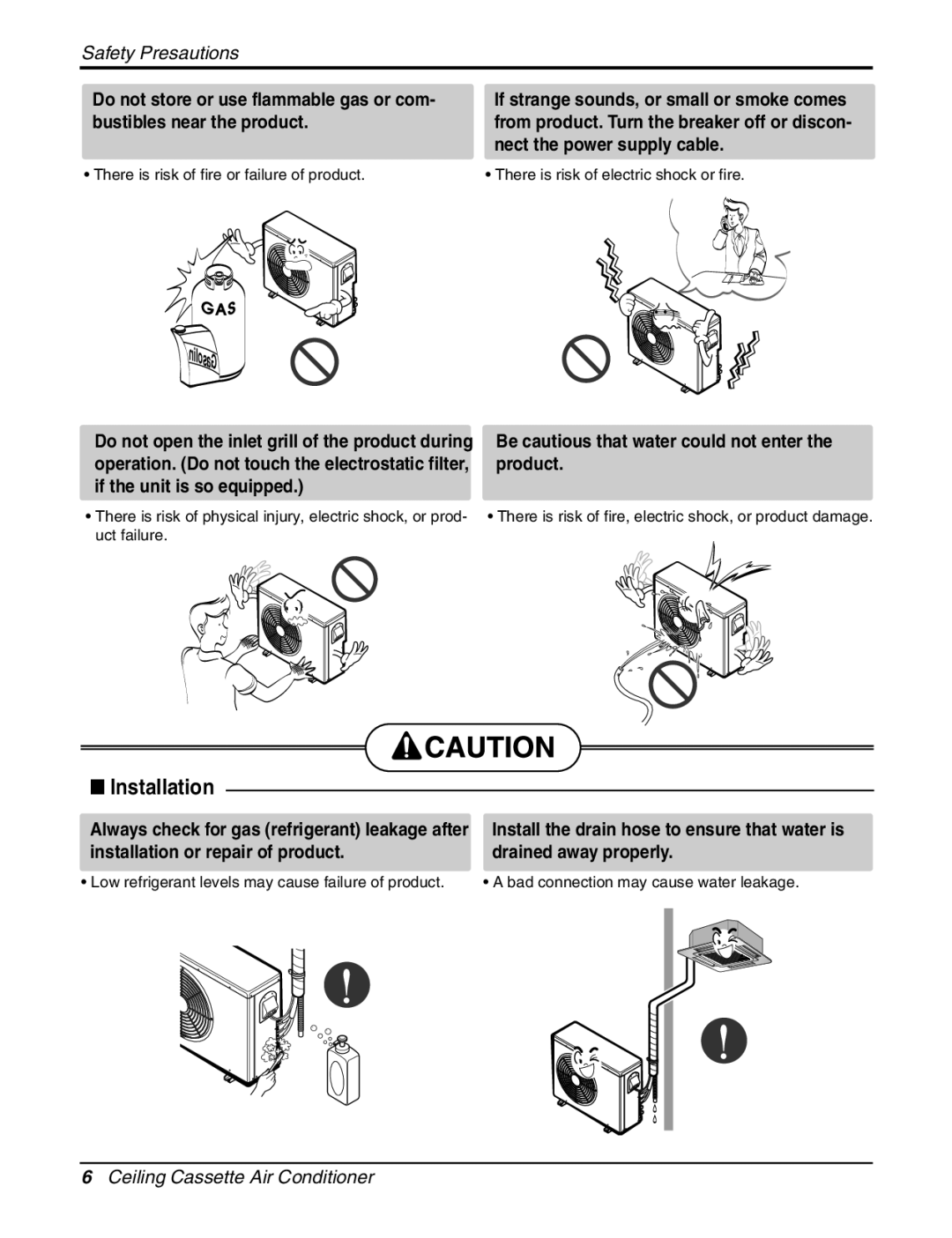 LG Electronics LCN240CP service manual Be cautious that water could not enter the product 