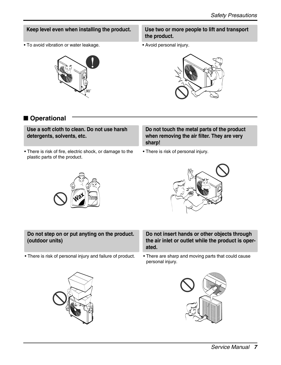 LG Electronics LCN240CP service manual Thinner, Keep level even when installing the product 