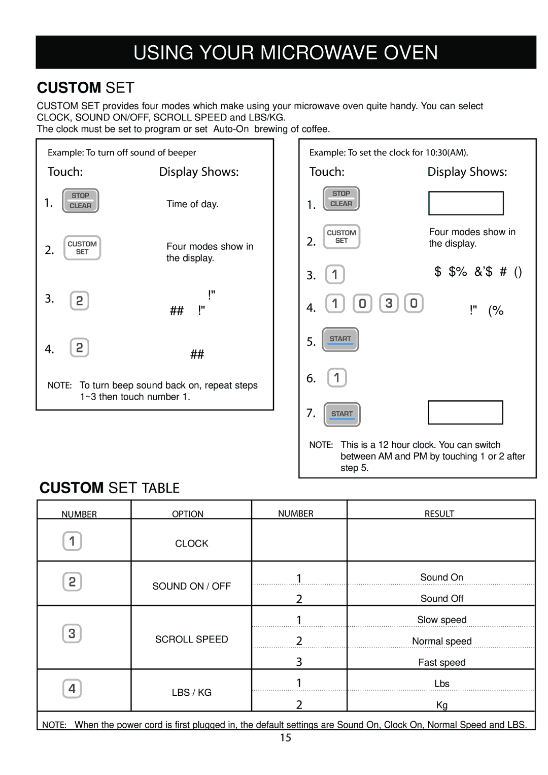 LG Electronics LCRM1240SB, LCRM1240ST Example To turn off sound of beeper, Four modes show, Display, Number Option Result 