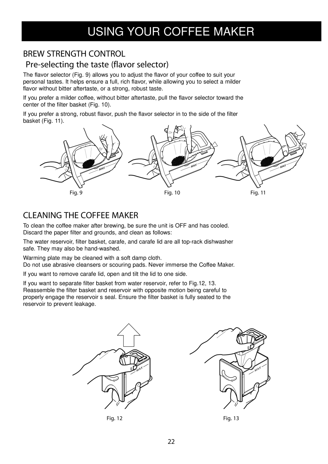 LG Electronics LCRM1240ST, LCRM1240SB manual Brew Strength Control, Cleaning the Coffee Maker 