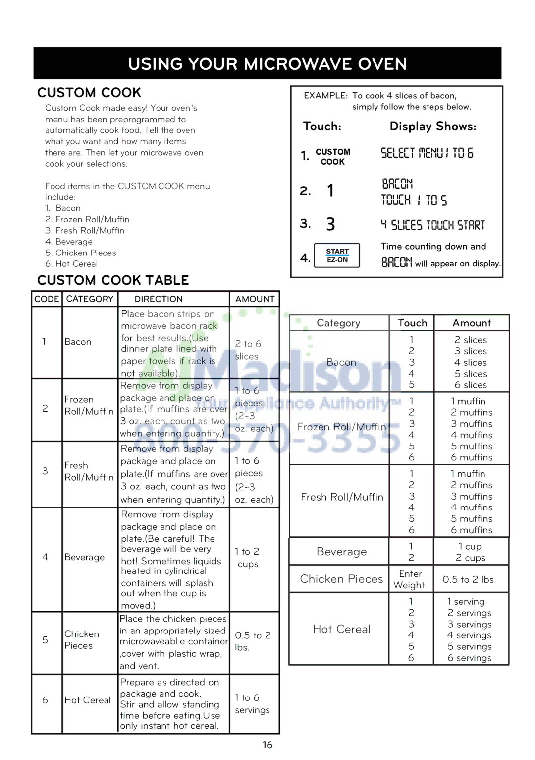 LG Electronics LCRT1510SV owner manual Custom Cook Table 