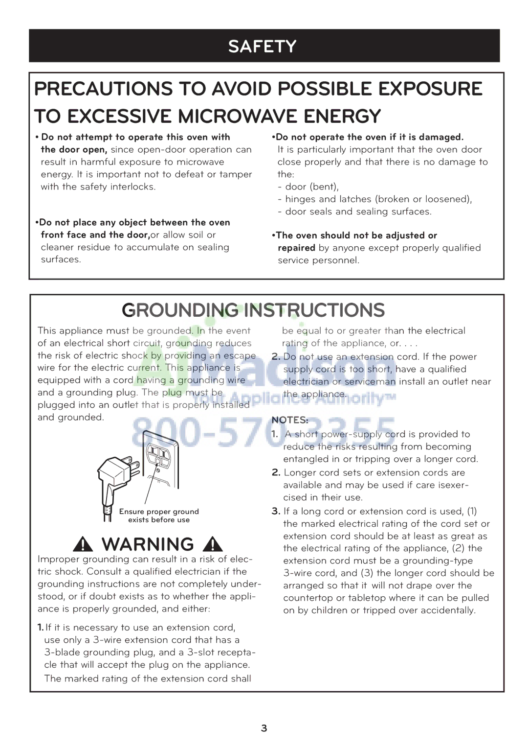 LG Electronics LCRT1510SV owner manual Grounding Instructions 