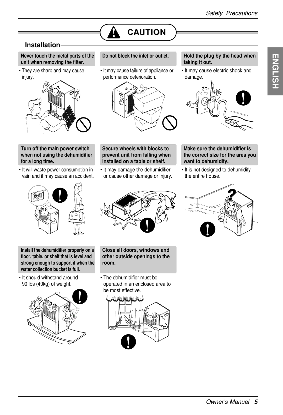 LG Electronics LD40E owner manual They are sharp and may cause injury, Hold the plug by the head when taking it out 