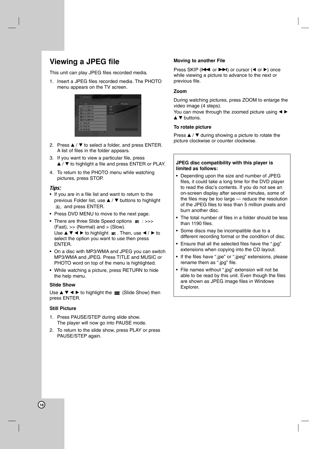 LG Electronics LDA-730 owner manual Viewing a Jpeg file 