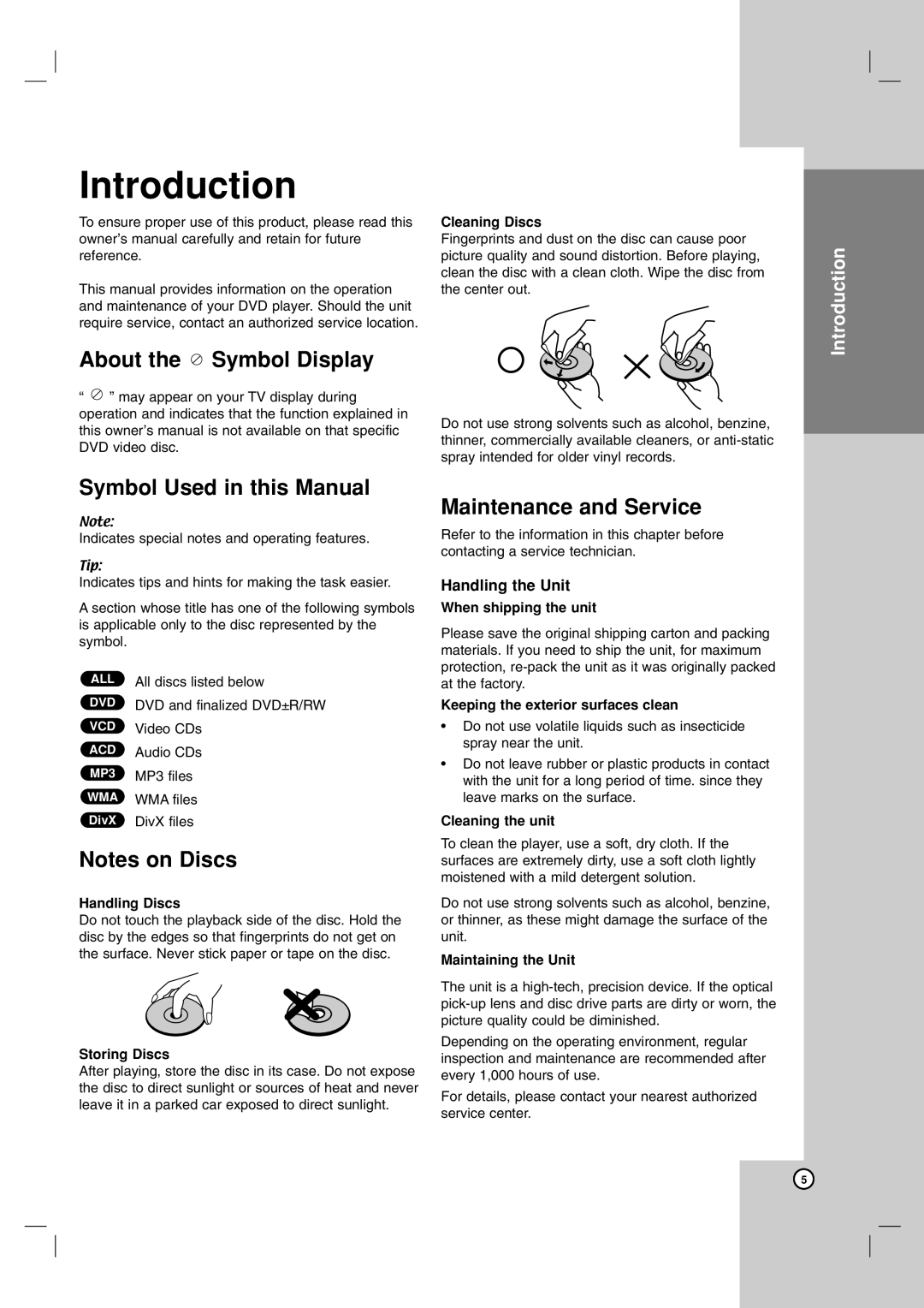 LG Electronics LDA-730 Introduction, About the Symbol Display Symbol Used in this Manual, Maintenance and Service 