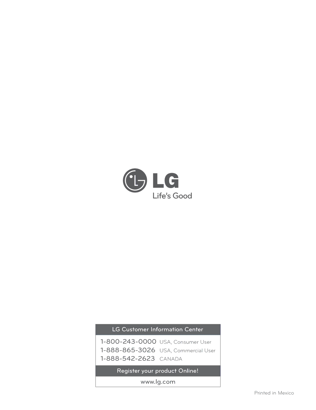 LG Electronics LDE3019ST, LDE3017SB, LDE3017SW, LDE3017ST installation manual LG Customer Information Center 