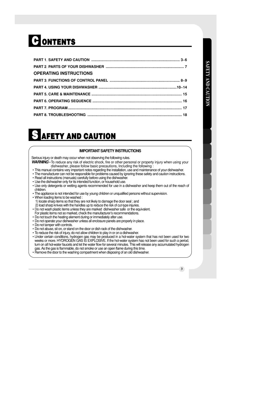 LG Electronics LDF6810ST manual Ontents, Afety and Caution 