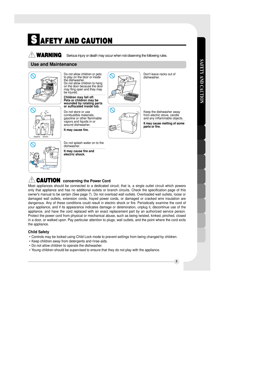 LG Electronics LDF6810ST manual Use and Maintenance, Child Safety 