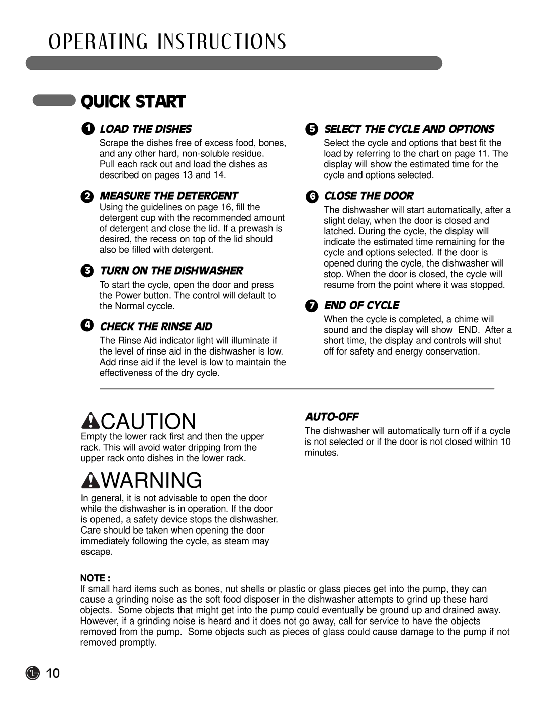 LG Electronics LDF7932BB, LDF7932WW, LDF7932ST owner manual Quick Start 