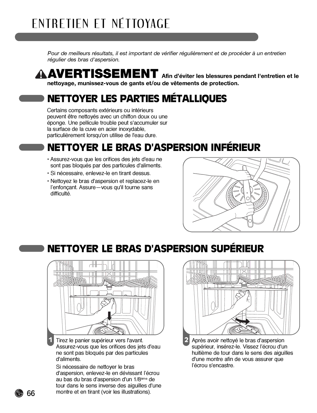 LG Electronics LDF7932WW, LDF7932BB, LDF7932ST owner manual T R E T I E N E T N É T Toyag E, Nettoyer LES Parties Métalliques 