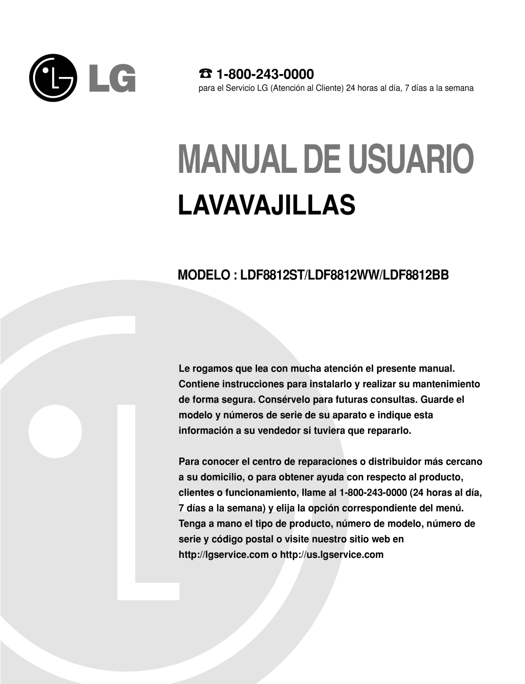 LG Electronics manual Modelo LDF8812ST/LDF8812WW/LDF8812BB 