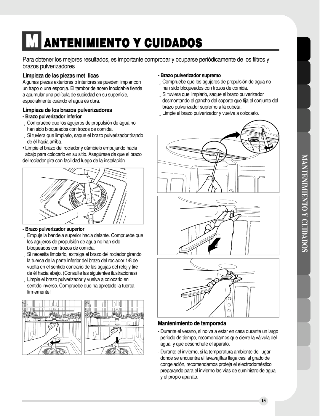 LG Electronics LDF8812BB, LDF8812ST Antenimiento Y Cuidados, Mantenimiento Y Cuidados, Limpieza de las piezas metálicas 