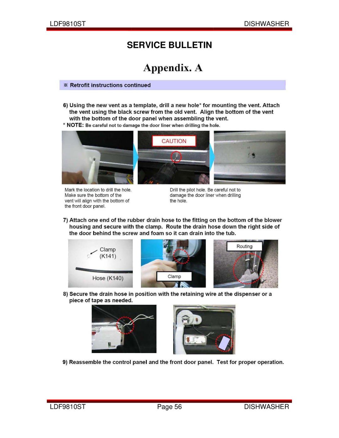 LG Electronics LDF9810ST manual Service Bulletin 