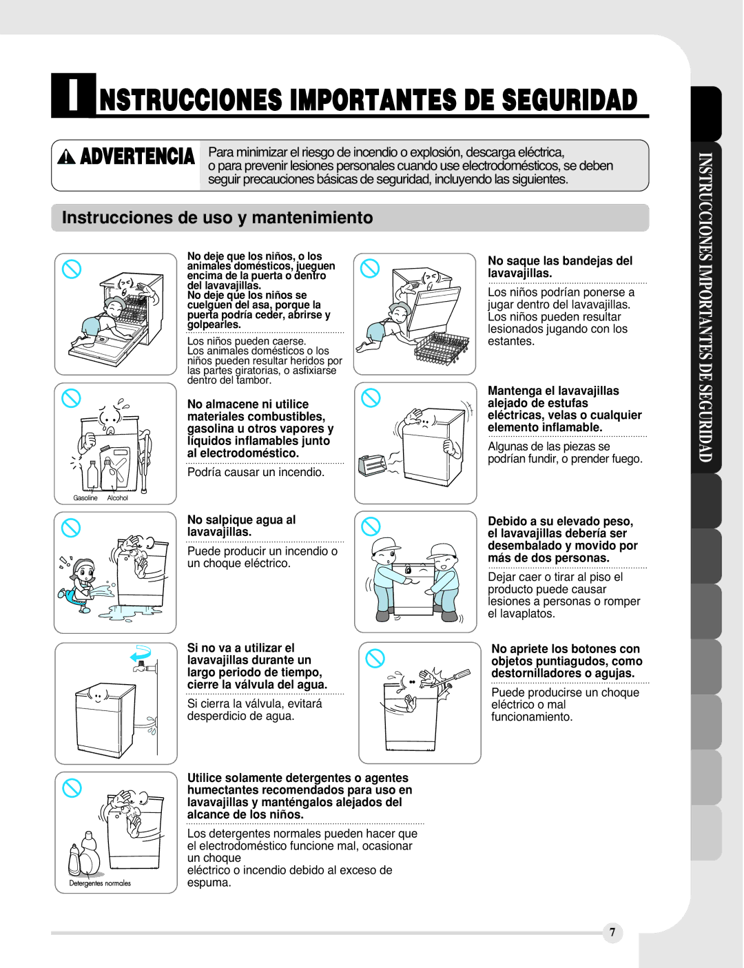 LG Electronics LDF9810BB, LDF9810WW manual Instrucciones de uso y mantenimiento 