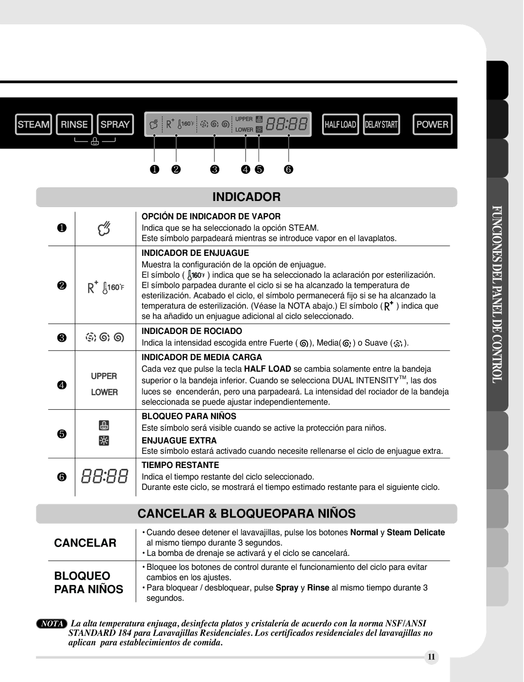 LG Electronics LDF9810BB, LDF9810WW manual Cancelar, Bloqueo, Para Niños 