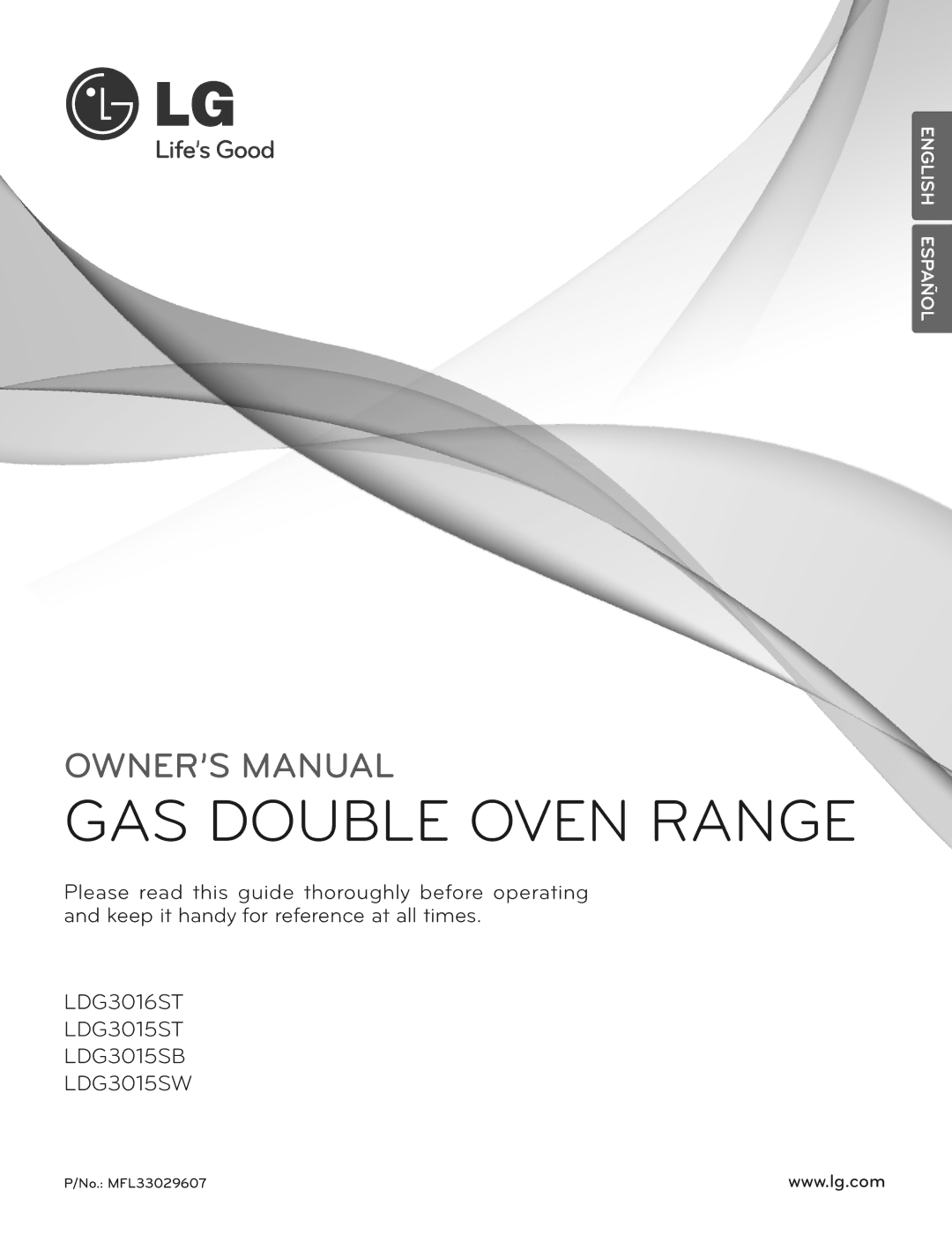 LG Electronics LDG3015ST, LDG3016ST, LDG3015SW, LDG3015SB owner manual GAS Double Oven Range 