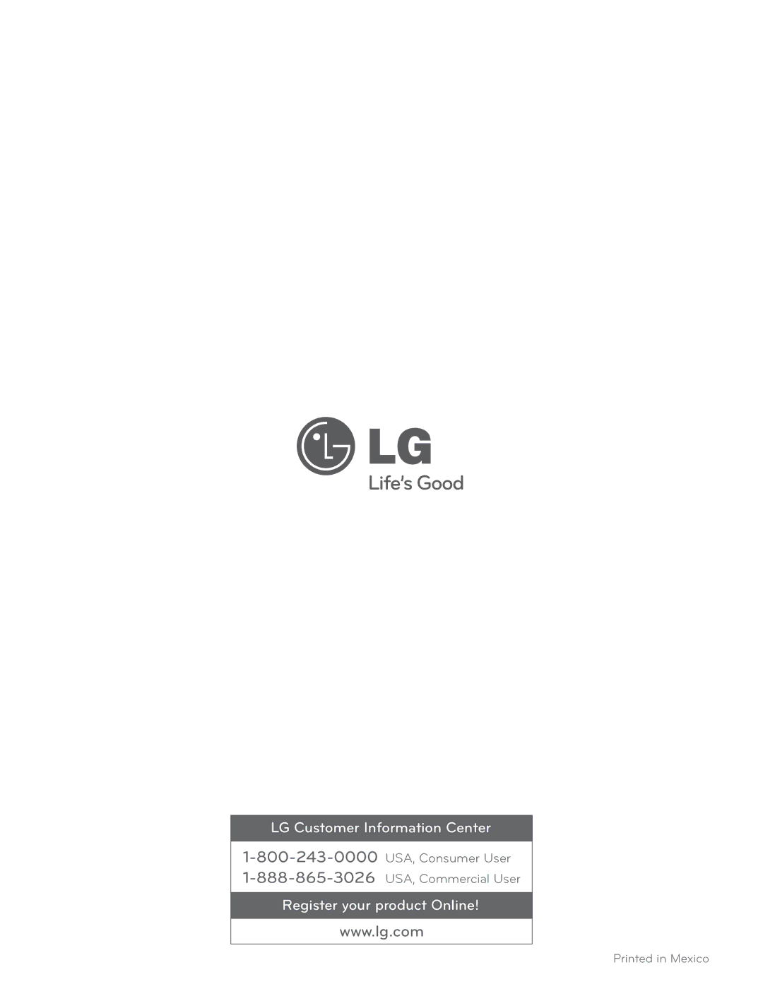 LG Electronics LDG3015SB, LDG3016ST, LDG3015ST, LDG3015SW owner manual LG Customer Information Center 