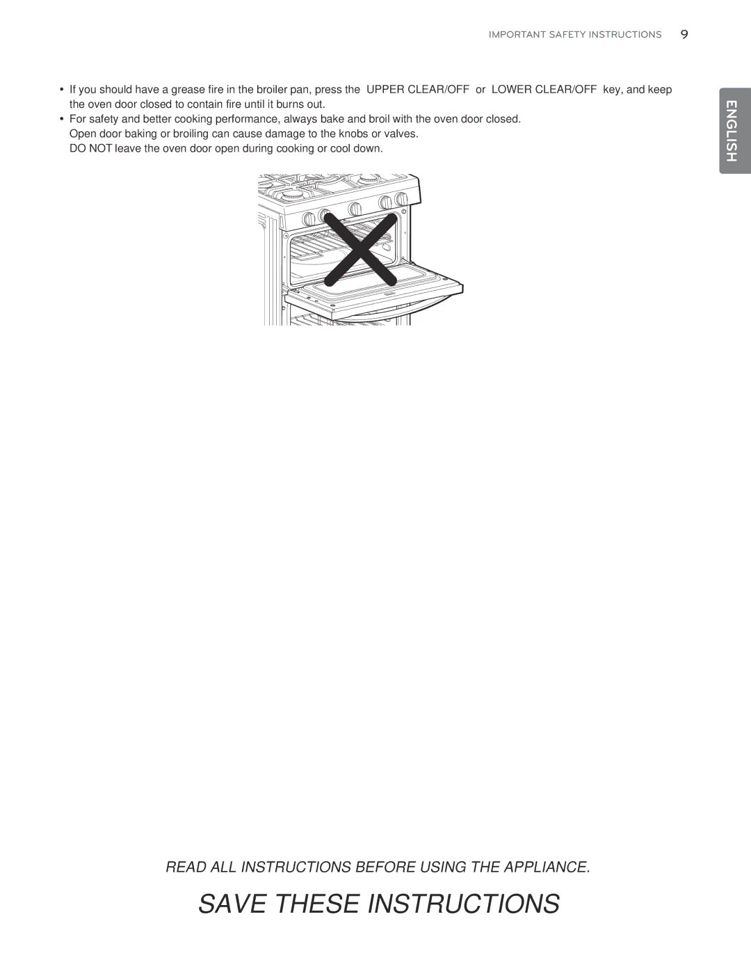 LG Electronics LDG3015ST, LDG3016ST, LDG3015SW, LDG3015SB owner manual Read ALL Instructions Before Using the Appliance 