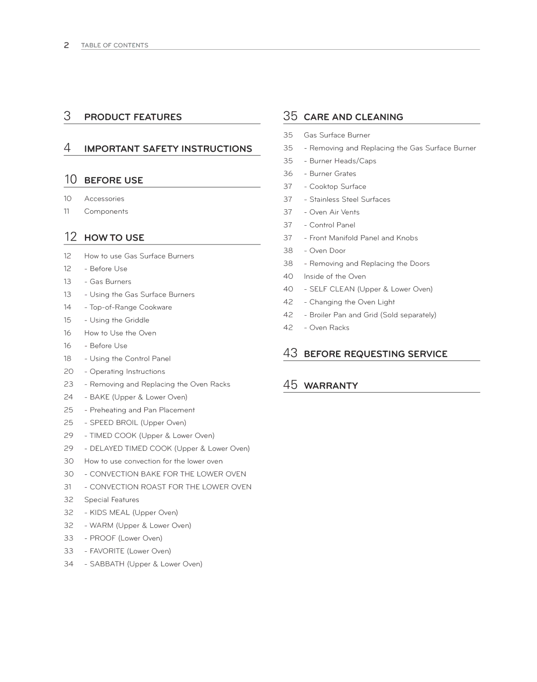 LG Electronics LDG3017ST owner manual Product Features Important Safety Instructions Before USE 