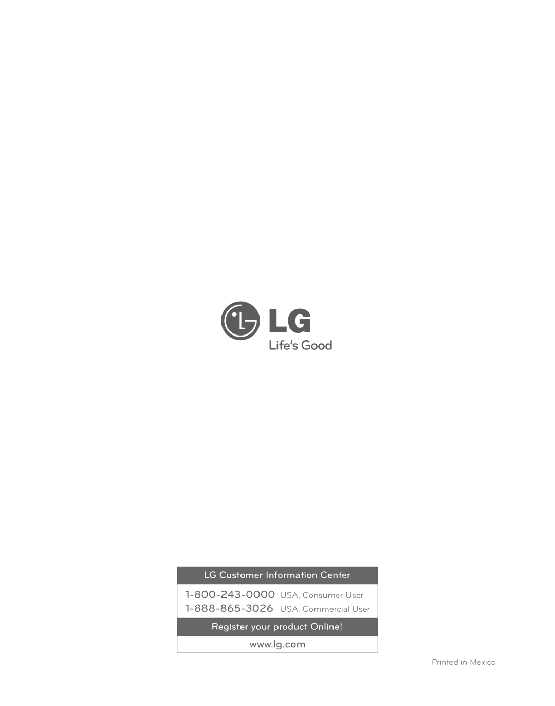 LG Electronics LDG3017ST owner manual LG Customer Information Center 