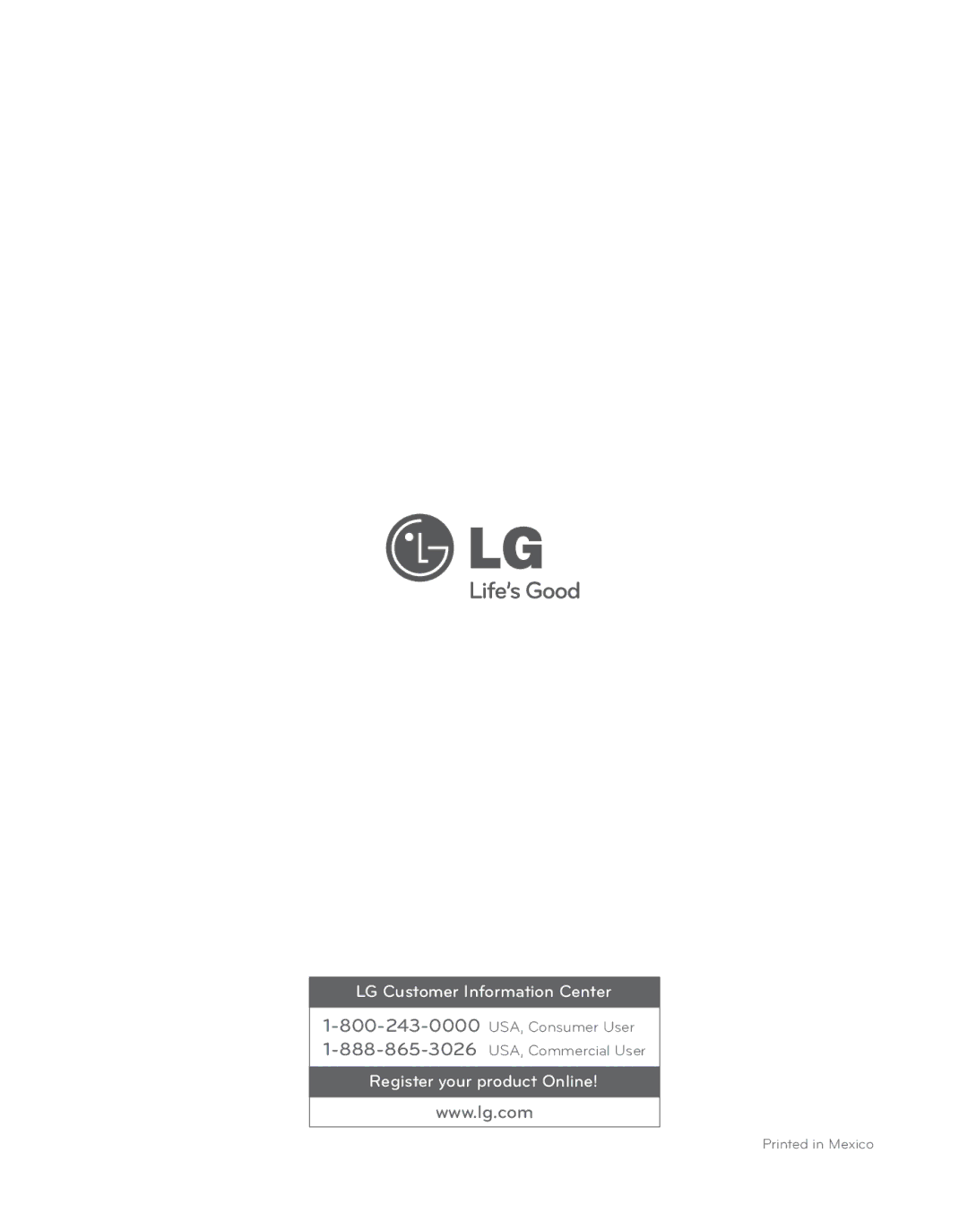 LG Electronics LDG3016ST, LDG3019ST, LDG3015ST, LDG3011ST installation manual LG Customer Information Center 