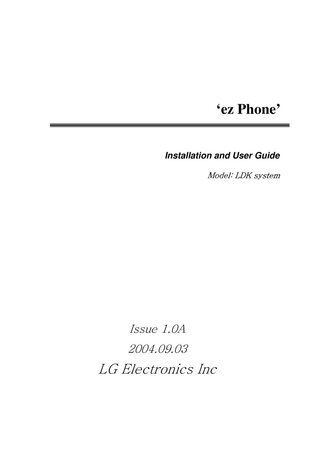 LG Electronics LDK manual ‘ez Phone’ 