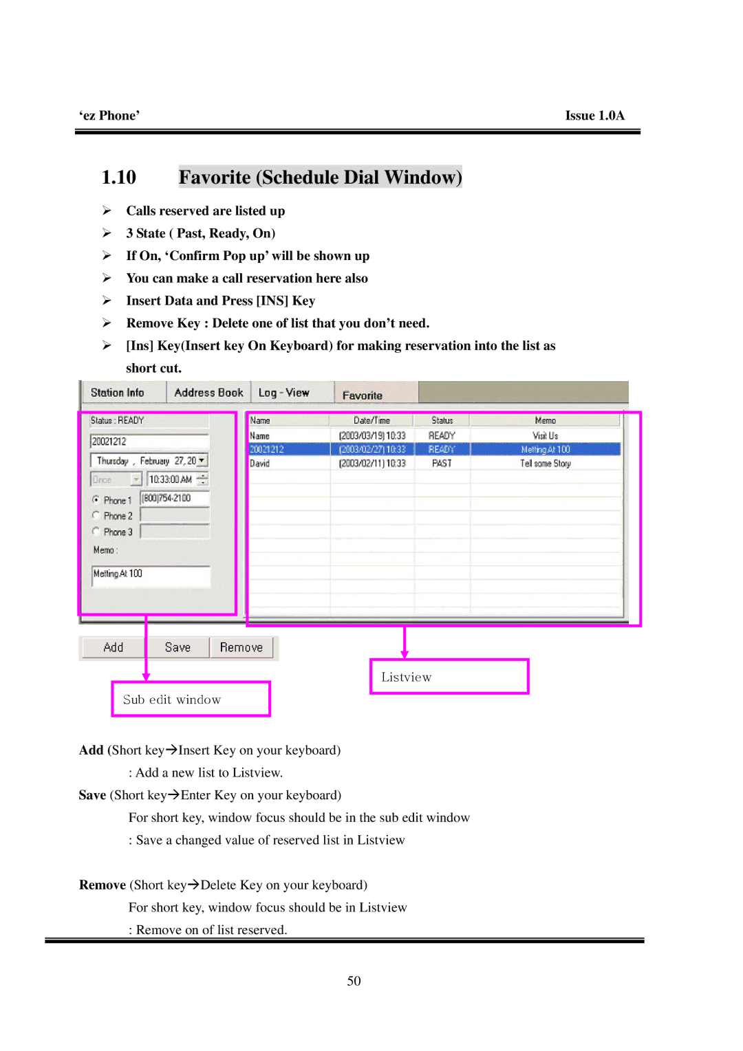 LG Electronics LDK manual Favorite Schedule Dial Window 