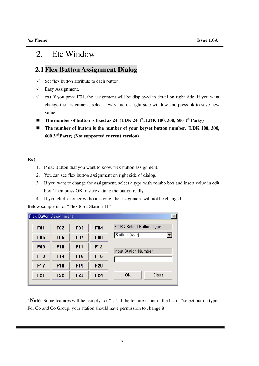 LG Electronics LDK manual Etc Window, Flex Button Assignment Dialog 