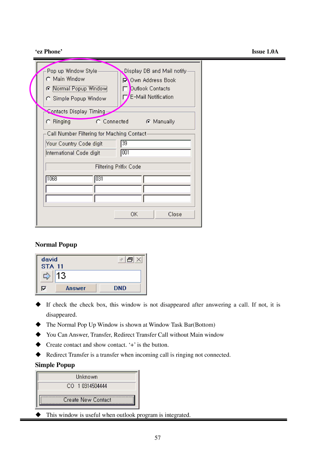 LG Electronics LDK manual Normal Popup, Simple Popup 