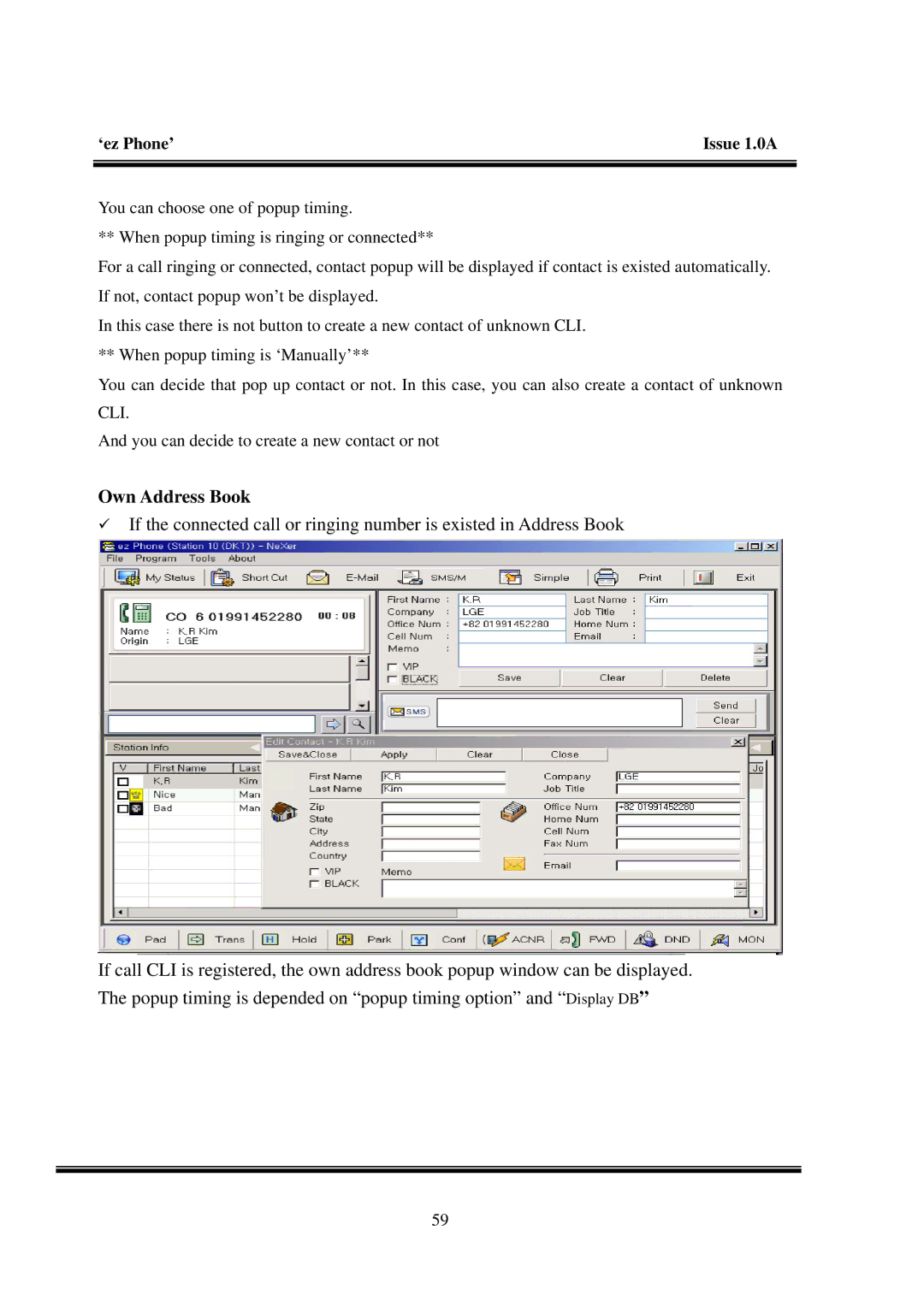 LG Electronics LDK manual Own Address Book 