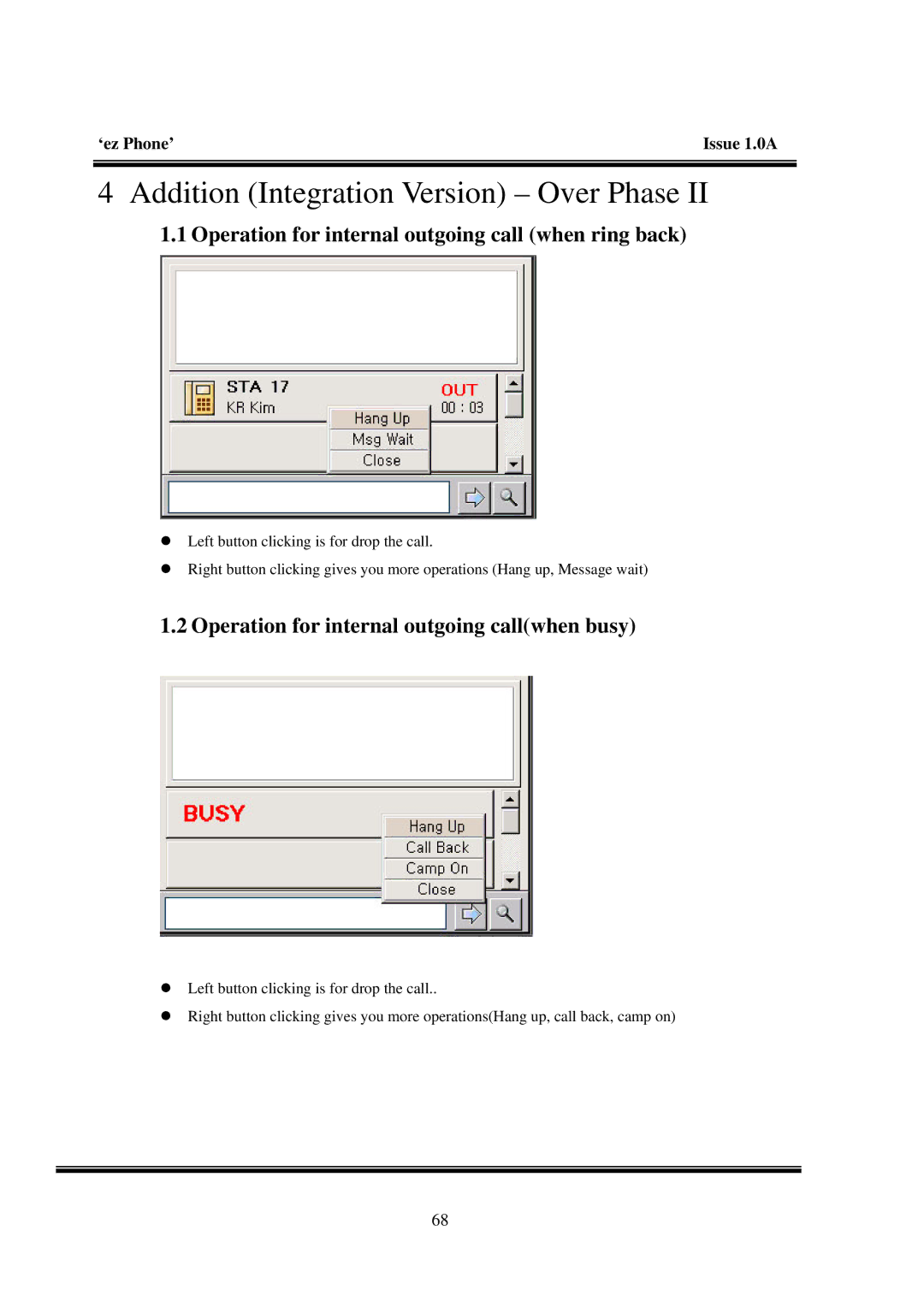 LG Electronics LDK Operation for internal outgoing call when ring back, Operation for internal outgoing callwhen busy 