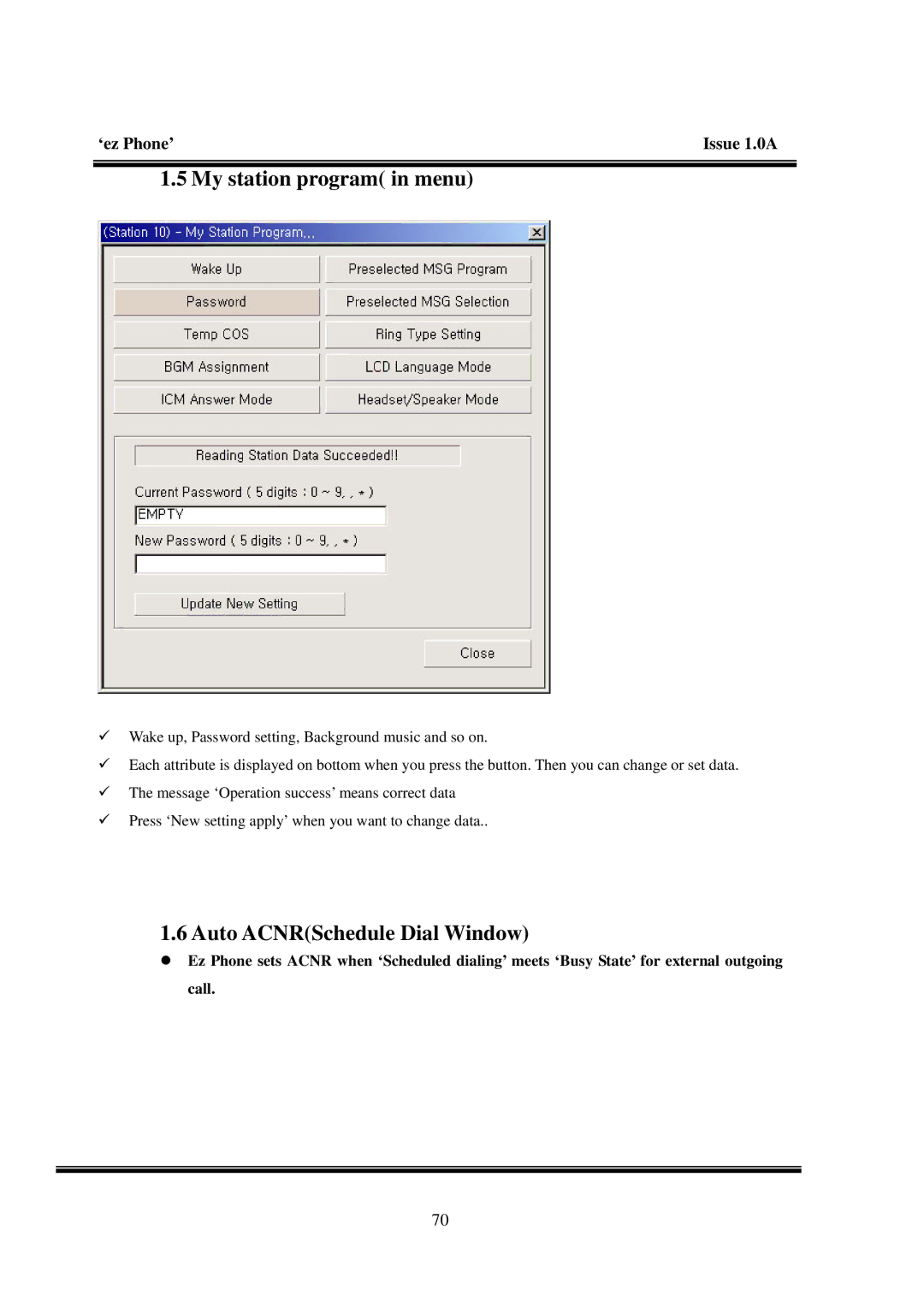 LG Electronics LDK manual My station program in menu, Auto ACNRSchedule Dial Window 