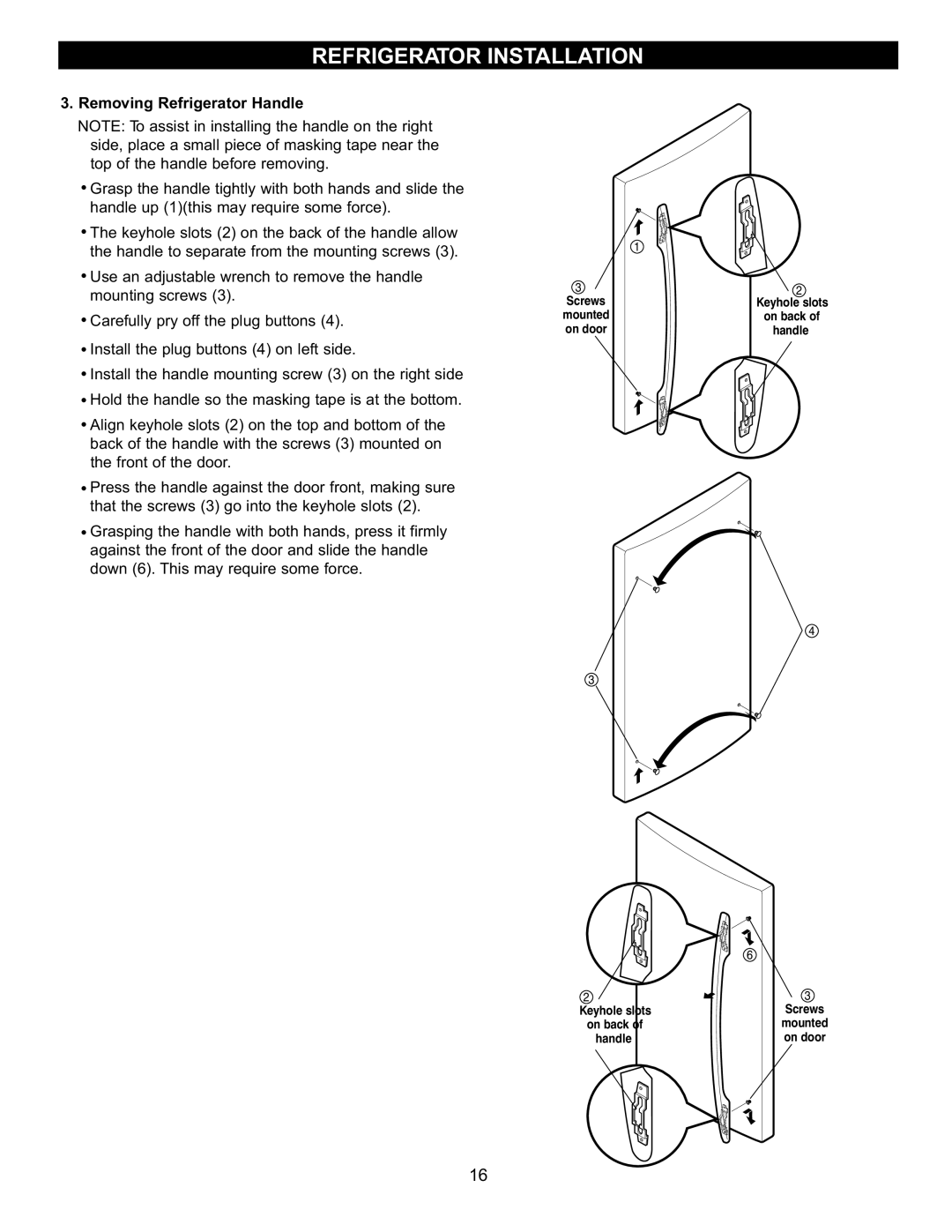 LG Electronics LBN2251, LDN2273, LBC2251 manual Screws mounted on door 