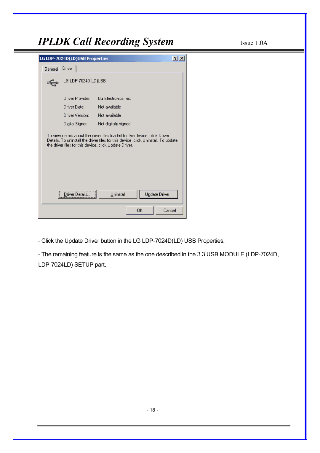 LG Electronics LDP-7024D, LDP-7024LD, IPLDK CRS manual Ipldk Call Recording System 