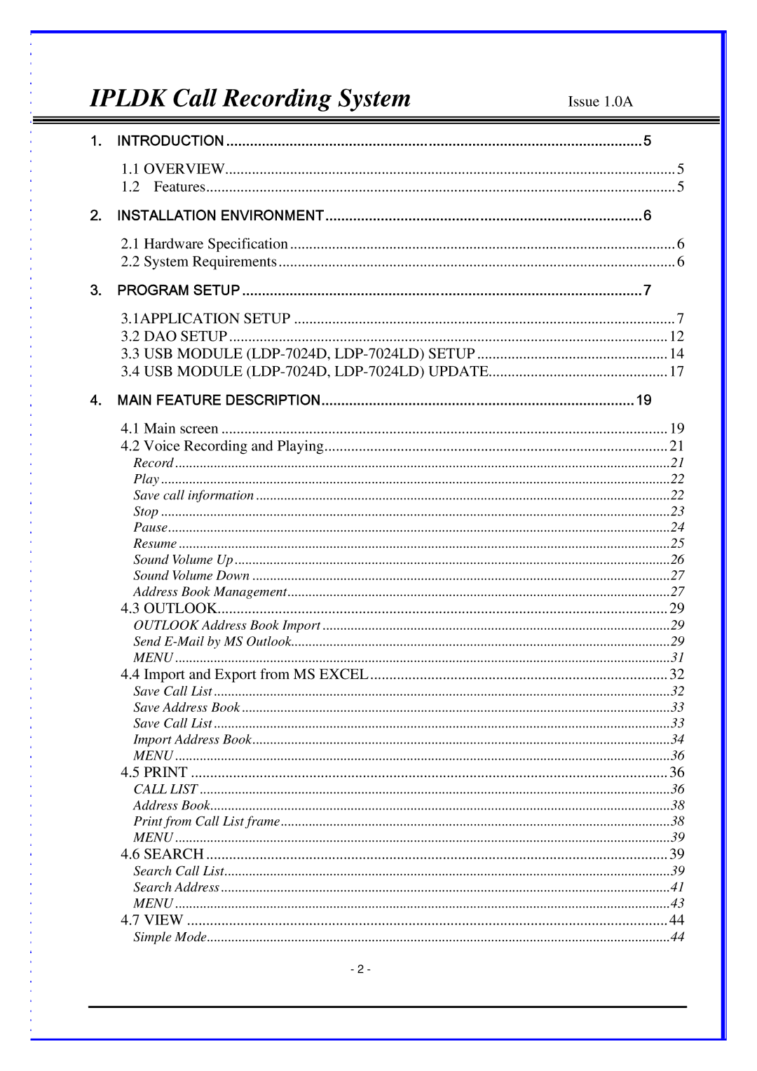 LG Electronics IPLDK CRS, LDP-7024D, LDP-7024LD manual Ipldk Call Recording System 