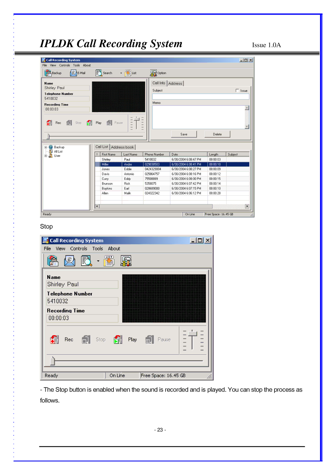 LG Electronics IPLDK CRS, LDP-7024D, LDP-7024LD manual Ipldk Call Recording System 