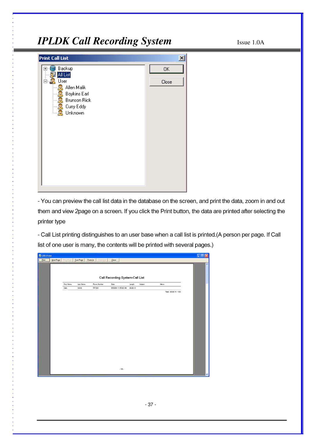 LG Electronics LDP-7024LD, LDP-7024D, IPLDK CRS manual Ipldk Call Recording System 