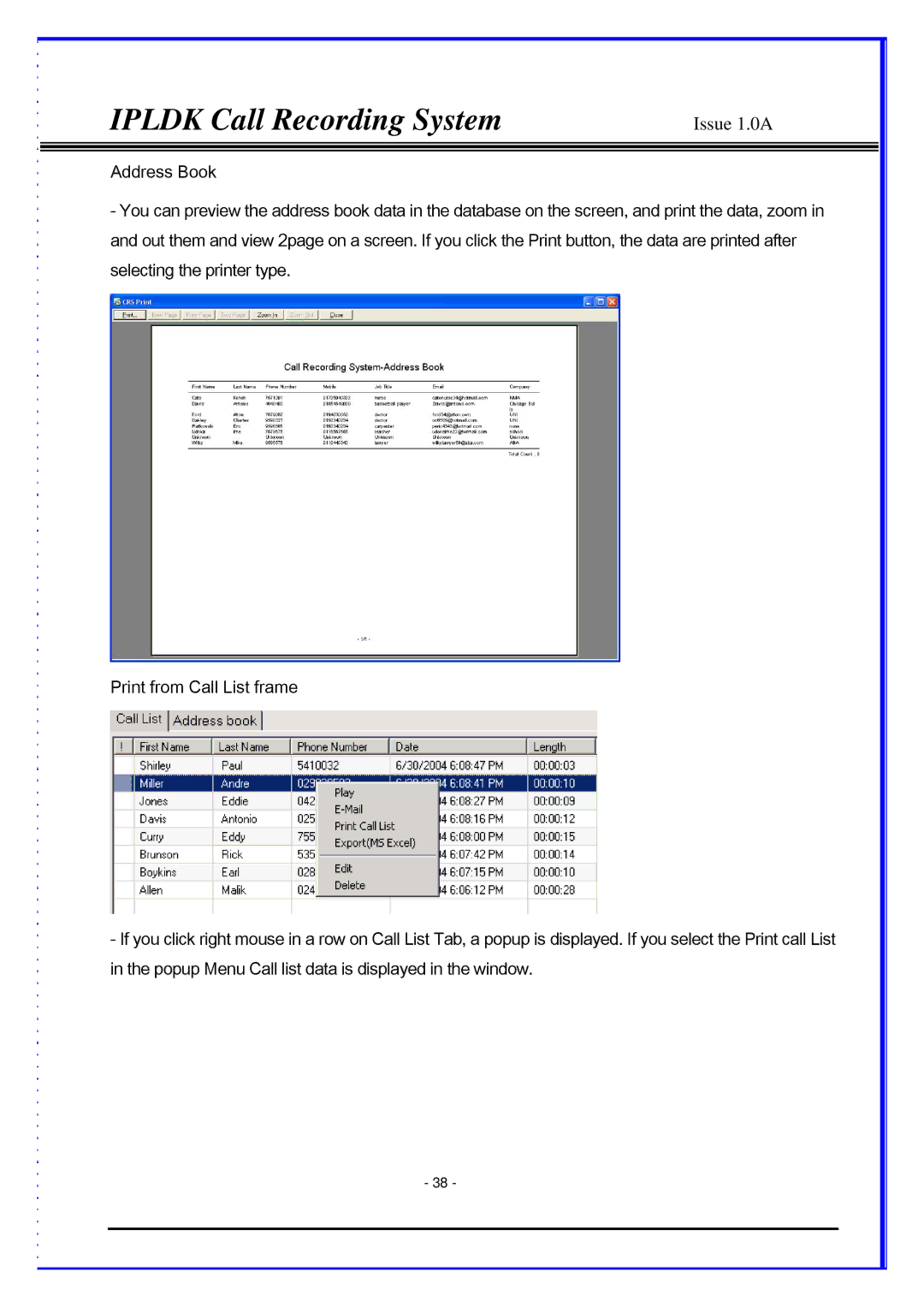 LG Electronics IPLDK CRS, LDP-7024D, LDP-7024LD manual Ipldk Call Recording System 