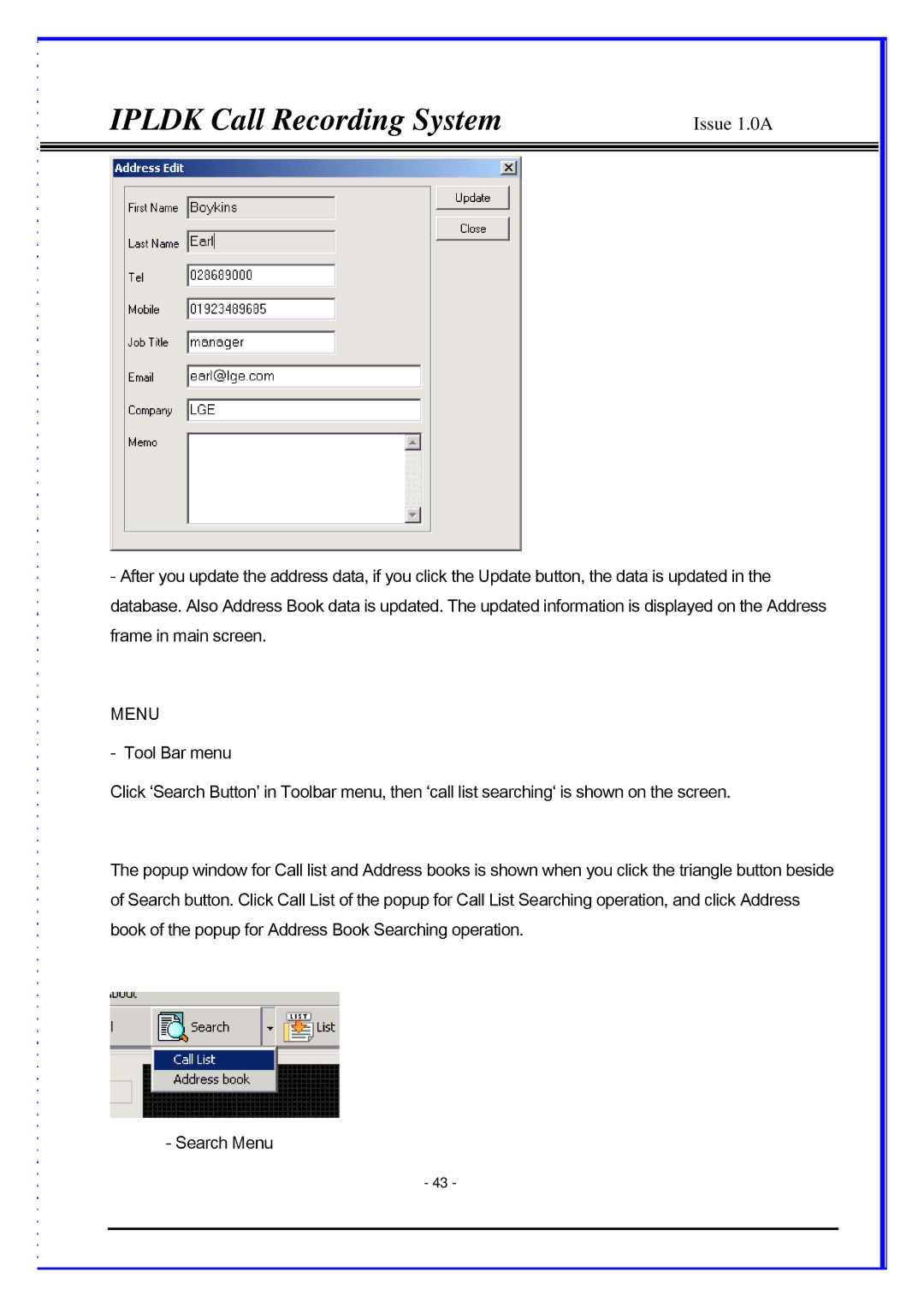 LG Electronics LDP-7024LD, LDP-7024D, IPLDK CRS manual Menu 