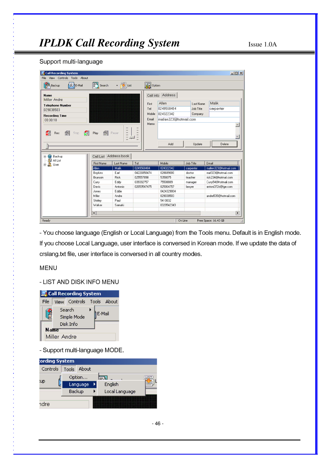 LG Electronics LDP-7024LD, LDP-7024D, IPLDK CRS manual Menu List and Disk Info Menu 